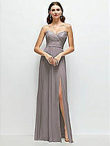 Alt View 1 Thumbnail - Cashmere Gray Strapless Pleated Surplice Chiffon Maxi Dress with A-Line Skirt