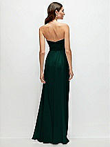 Rear View Thumbnail - Evergreen Strapless Pleated Surplice Chiffon Maxi Dress with A-Line Skirt