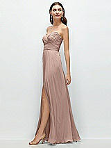 Side View Thumbnail - Neu Nude Strapless Pleated Surplice Chiffon Maxi Dress with A-Line Skirt