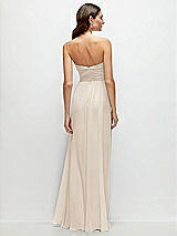 Rear View Thumbnail - Oat Strapless Pleated Surplice Chiffon Maxi Dress with A-Line Skirt