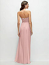 Rear View Thumbnail - Rose - PANTONE Rose Quartz Strapless Pleated Surplice Chiffon Maxi Dress with A-Line Skirt