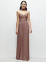 Front View Thumbnail - Sienna Strapless Pleated Surplice Chiffon Maxi Dress with A-Line Skirt