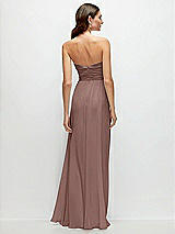 Rear View Thumbnail - Sienna Strapless Pleated Surplice Chiffon Maxi Dress with A-Line Skirt