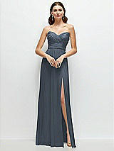 Alt View 1 Thumbnail - Silverstone Strapless Pleated Surplice Chiffon Maxi Dress with A-Line Skirt