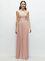 Front View Thumbnail - Toasted Sugar Strapless Pleated Surplice Chiffon Maxi Dress with A-Line Skirt