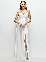 Alt View 1 Thumbnail - White Strapless Pleated Surplice Chiffon Maxi Dress with A-Line Skirt