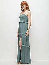 Side View Thumbnail - Icelandic Strapless Chiffon Maxi Dress with Tiered Micro Ruffle Full Skirt