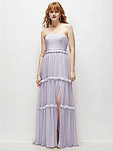 Front View Thumbnail - Moondance Strapless Chiffon Maxi Dress with Tiered Micro Ruffle Full Skirt