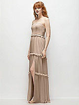 Side View Thumbnail - Topaz Strapless Chiffon Maxi Dress with Tiered Micro Ruffle Full Skirt