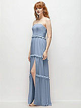 Side View Thumbnail - Cloudy Strapless Chiffon Maxi Dress with Tiered Micro Ruffle Full Skirt