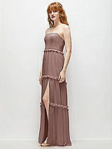 Side View Thumbnail - Sienna Strapless Chiffon Maxi Dress with Tiered Micro Ruffle Full Skirt