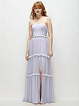 Front View Thumbnail - Silver Dove Strapless Chiffon Maxi Dress with Tiered Micro Ruffle Full Skirt