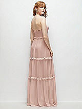 Rear View Thumbnail - Toasted Sugar Strapless Chiffon Maxi Dress with Tiered Micro Ruffle Full Skirt