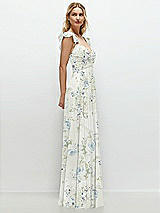 Side View Thumbnail - Bleu Garden Convertible Ruffle Strap Chiffon Maxi Dress with Full Circle Skirt