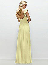 Rear View Thumbnail - Butter Yellow Convertible Ruffle Strap Chiffon Maxi Dress with Full Circle Skirt