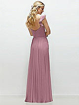 Rear View Thumbnail - Dusty Pink Convertible Ruffle Strap Chiffon Maxi Dress with Full Circle Skirt