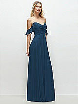 Alt View 2 Thumbnail - Dusk Blue Convertible Ruffle Strap Chiffon Maxi Dress with Full Circle Skirt