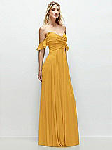 Alt View 2 Thumbnail - NYC Yellow Convertible Ruffle Strap Chiffon Maxi Dress with Full Circle Skirt