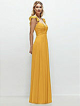 Side View Thumbnail - NYC Yellow Convertible Ruffle Strap Chiffon Maxi Dress with Full Circle Skirt