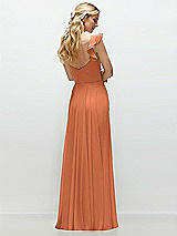 Rear View Thumbnail - Sweet Melon Convertible Ruffle Strap Chiffon Maxi Dress with Full Circle Skirt