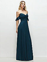 Alt View 2 Thumbnail - Atlantic Blue Convertible Ruffle Strap Chiffon Maxi Dress with Full Circle Skirt