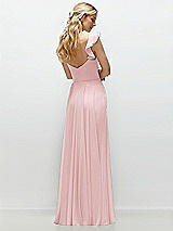 Rear View Thumbnail - Ballet Pink Convertible Ruffle Strap Chiffon Maxi Dress with Full Circle Skirt