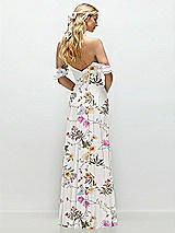 Alt View 3 Thumbnail - Butterfly Botanica Ivory Convertible Ruffle Strap Chiffon Maxi Dress with Full Circle Skirt