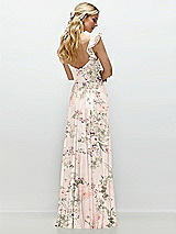 Rear View Thumbnail - Blush Garden Convertible Ruffle Strap Chiffon Maxi Dress with Full Circle Skirt