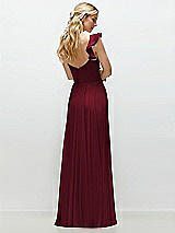 Rear View Thumbnail - Burgundy Convertible Ruffle Strap Chiffon Maxi Dress with Full Circle Skirt