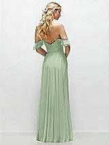 Alt View 3 Thumbnail - Celadon Convertible Ruffle Strap Chiffon Maxi Dress with Full Circle Skirt