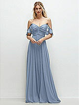 Alt View 1 Thumbnail - Cloudy Convertible Ruffle Strap Chiffon Maxi Dress with Full Circle Skirt