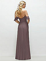 Alt View 3 Thumbnail - French Truffle Convertible Ruffle Strap Chiffon Maxi Dress with Full Circle Skirt