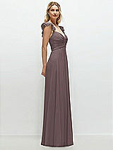 Side View Thumbnail - French Truffle Convertible Ruffle Strap Chiffon Maxi Dress with Full Circle Skirt