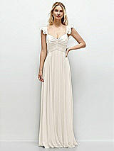 Front View Thumbnail - Ivory Convertible Ruffle Strap Chiffon Maxi Dress with Full Circle Skirt