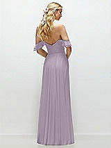 Alt View 3 Thumbnail - Lilac Haze Convertible Ruffle Strap Chiffon Maxi Dress with Full Circle Skirt