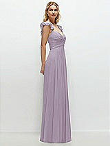 Side View Thumbnail - Lilac Haze Convertible Ruffle Strap Chiffon Maxi Dress with Full Circle Skirt