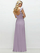 Rear View Thumbnail - Lilac Haze Convertible Ruffle Strap Chiffon Maxi Dress with Full Circle Skirt