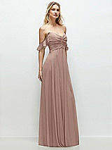 Alt View 2 Thumbnail - Neu Nude Convertible Ruffle Strap Chiffon Maxi Dress with Full Circle Skirt