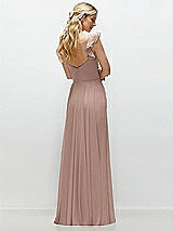 Rear View Thumbnail - Neu Nude Convertible Ruffle Strap Chiffon Maxi Dress with Full Circle Skirt