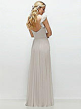 Rear View Thumbnail - Oyster Convertible Ruffle Strap Chiffon Maxi Dress with Full Circle Skirt