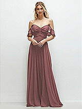 Alt View 1 Thumbnail - Rosewood Convertible Ruffle Strap Chiffon Maxi Dress with Full Circle Skirt