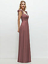 Side View Thumbnail - Rosewood Convertible Ruffle Strap Chiffon Maxi Dress with Full Circle Skirt