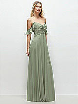 Alt View 2 Thumbnail - Sage Convertible Ruffle Strap Chiffon Maxi Dress with Full Circle Skirt