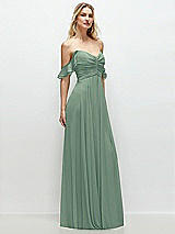 Alt View 2 Thumbnail - Seagrass Convertible Ruffle Strap Chiffon Maxi Dress with Full Circle Skirt