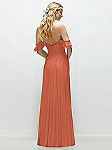 Alt View 3 Thumbnail - Terracotta Copper Convertible Ruffle Strap Chiffon Maxi Dress with Full Circle Skirt