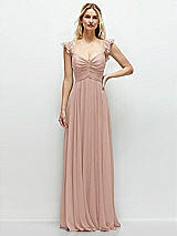 Front View Thumbnail - Toasted Sugar Convertible Ruffle Strap Chiffon Maxi Dress with Full Circle Skirt