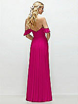 Alt View 3 Thumbnail - Think Pink Convertible Ruffle Strap Chiffon Maxi Dress with Full Circle Skirt