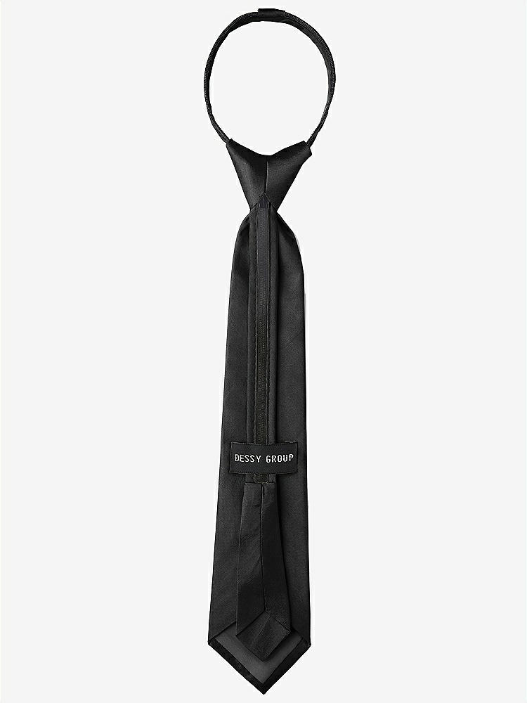 Back View - Black Peau de Soie Boy's 14" Zip Necktie by After Six