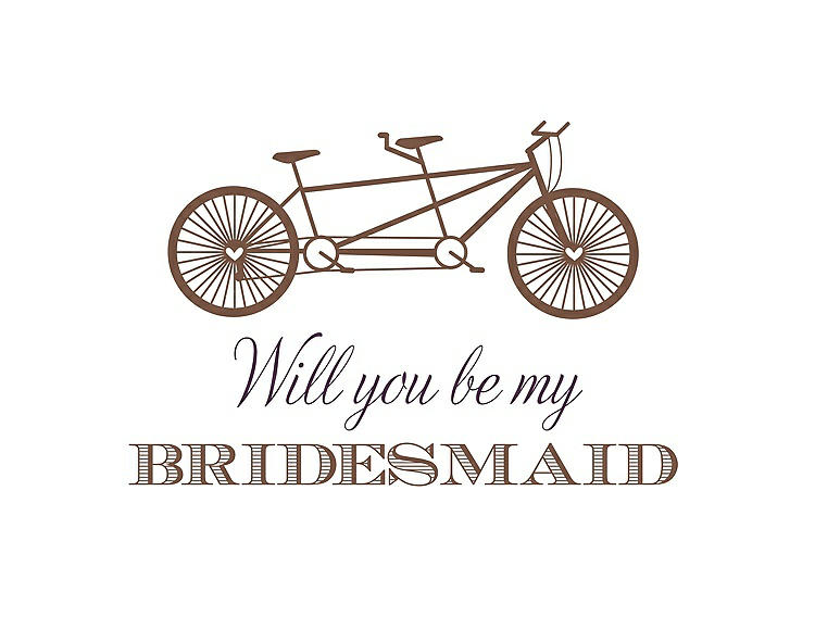 Front View - Almond & Aubergine Will You Be My Bridesmaid Card - Bike