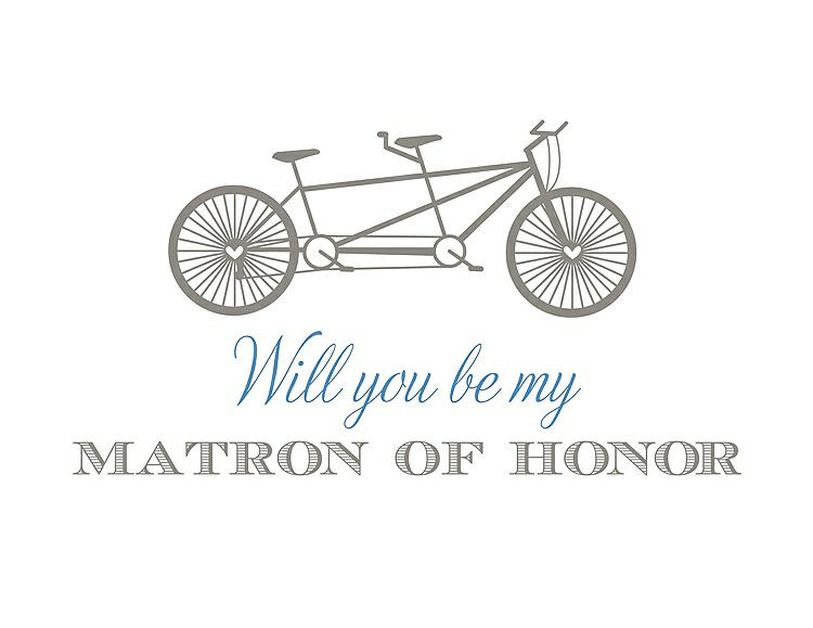 Front View - Mocha & Cornflower Will You Be My Matron of Honor Card - Bike